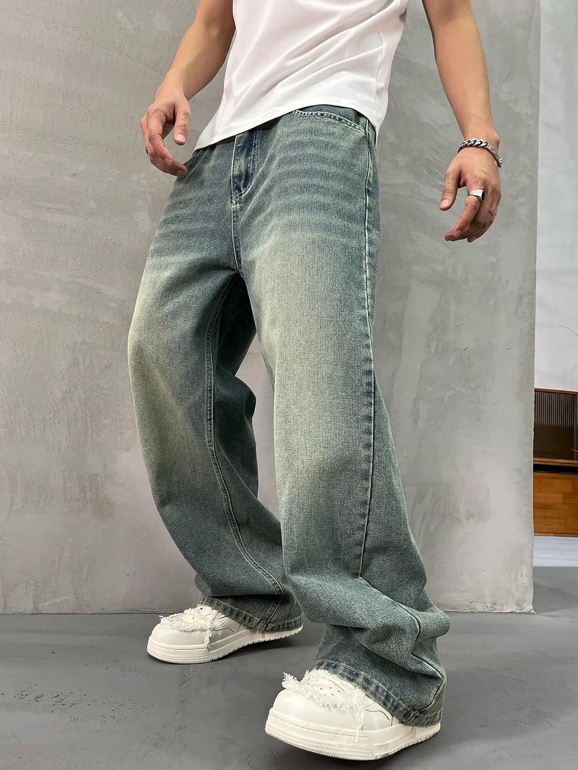 Baggy Jeans Men, Y2K Hip Hop Wide Leg Denim Pants Men's Skater Streetwear