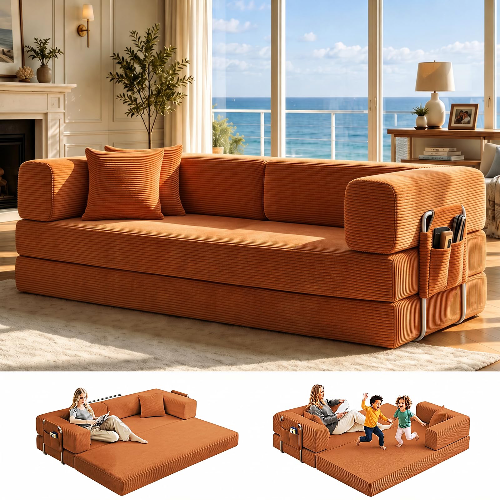 GEARIVY Folding Sofa Bed King Size Floor Sleeper