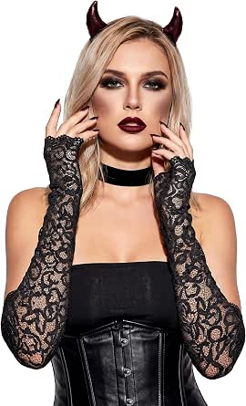 LATTEMARMALATTE Women's Long Fingerless Lace Gloves