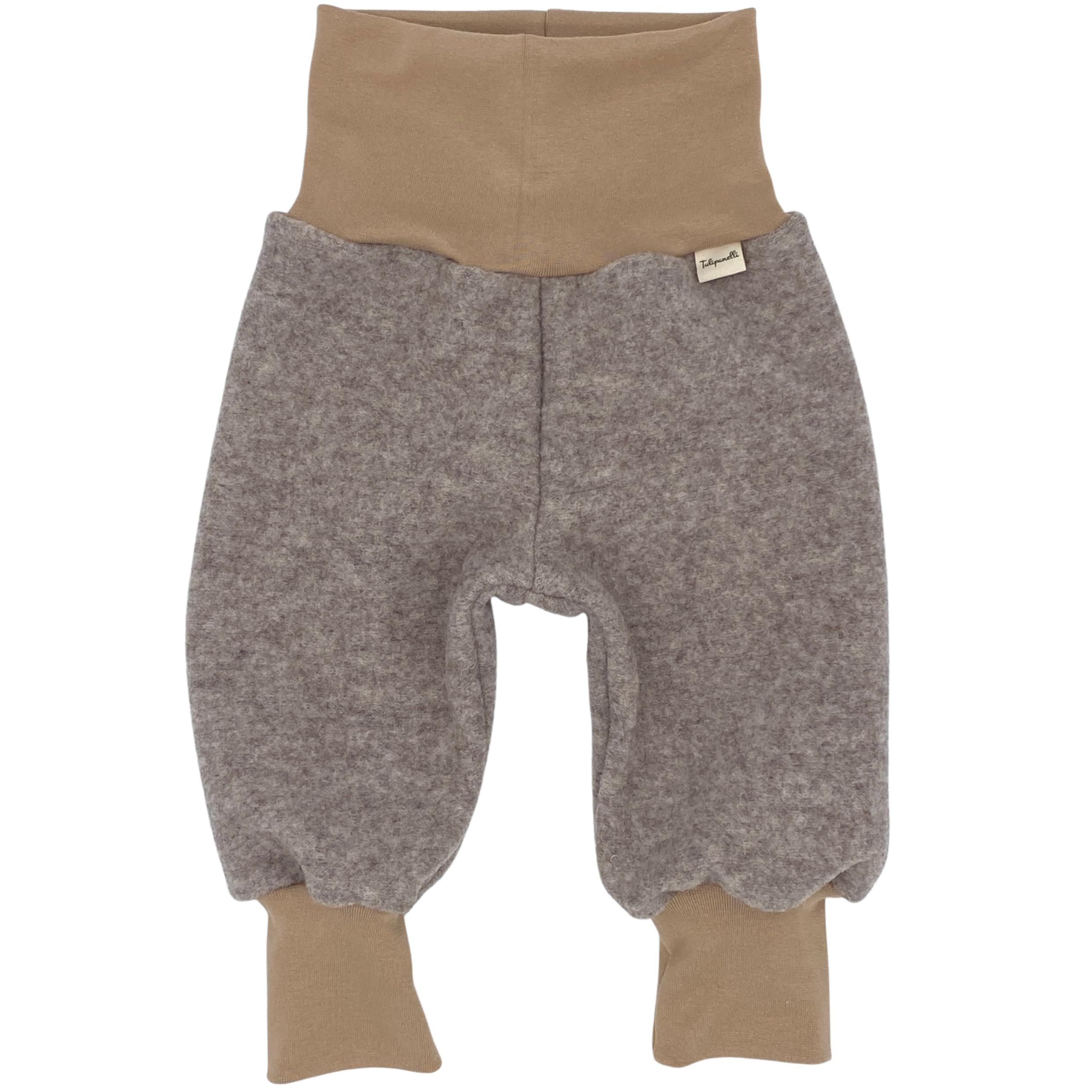 Tulipanelli Mitwachsende Babyhose aus Merino Wollfleece - Wollhose für Babys und Kleinkinder - Mitwachshose aus Merinowolle - Größen 50-74 | 68-86 | 92-104 - Einfarbig Unifarben (Creme, 50-74)