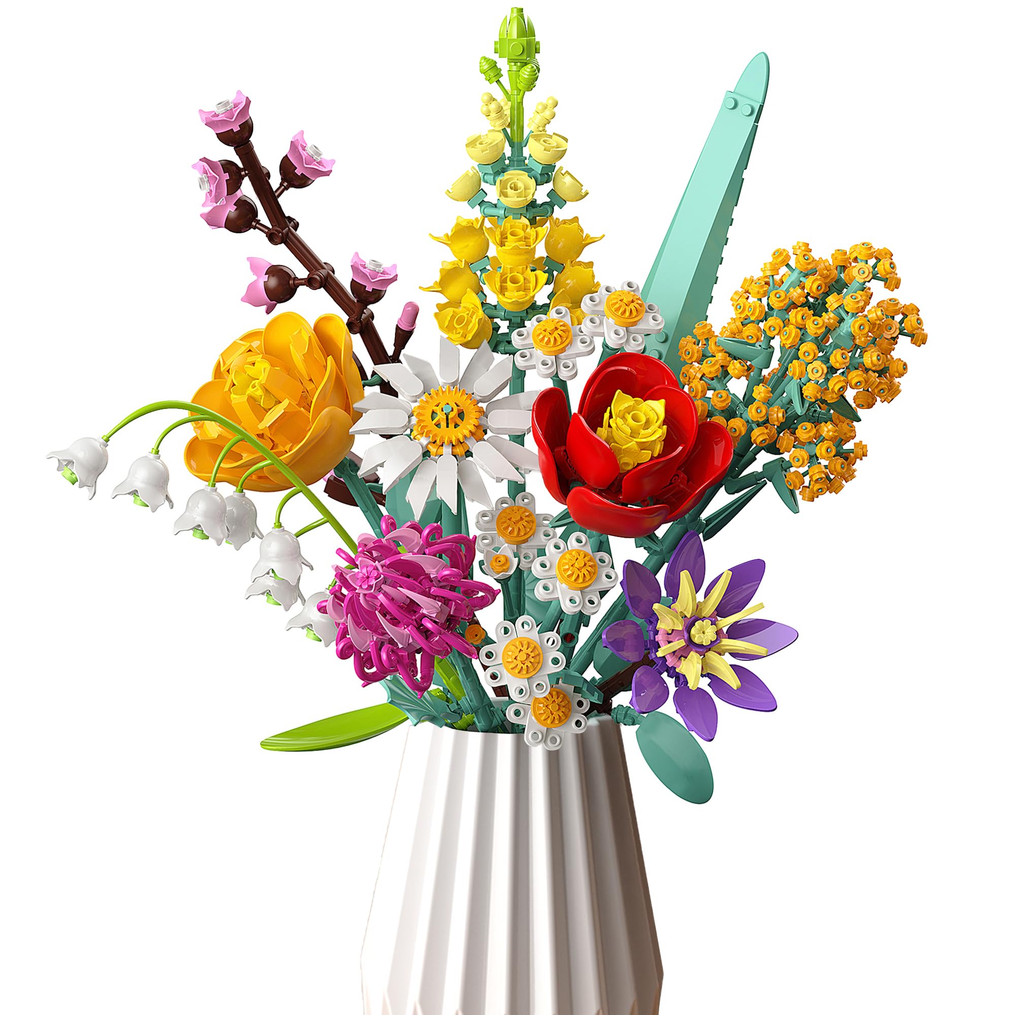 Flowers Bouquet Building Set 1070PCS Wildflower Botanical Collection Kit Artificial Plant Flower Toy for Women Kids Girls Home