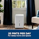 GE Portable Dehumidifier 25 Pint, Perfect for Bedroom, Basement & Garage or Rooms up to 1500 Sq Ft, Ideal for High Humidity Areas, Complete with Empty Bucket Alarm & Clean Filter Alert