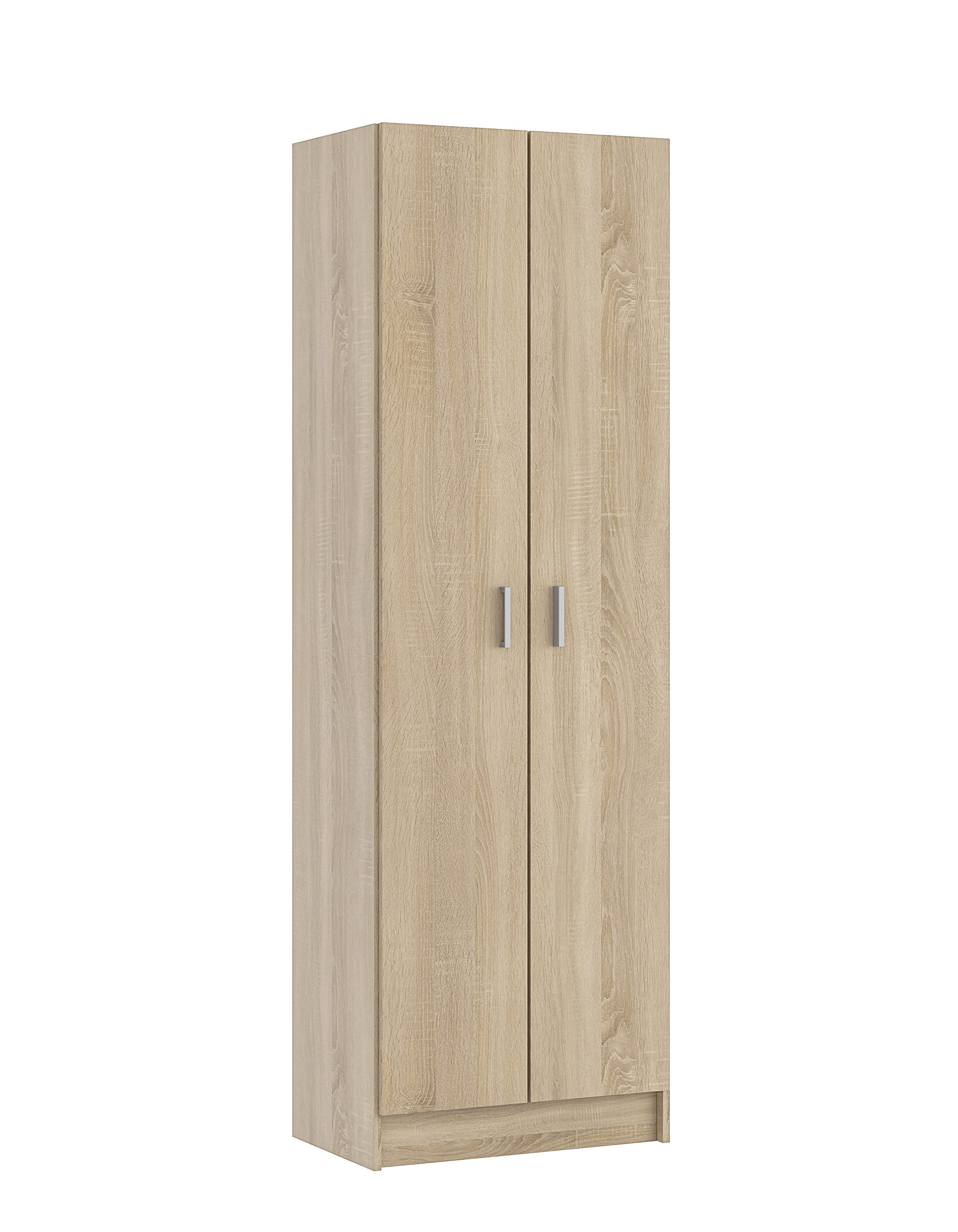 EGLEMTEK Alphabet Armadio Armadietto Multiuso A Colonna Con 2 ante e 8 Ripiani Ingresso Camera Da Letto 59 x 37 x 180 Cm Colore Rovere Chiaro
