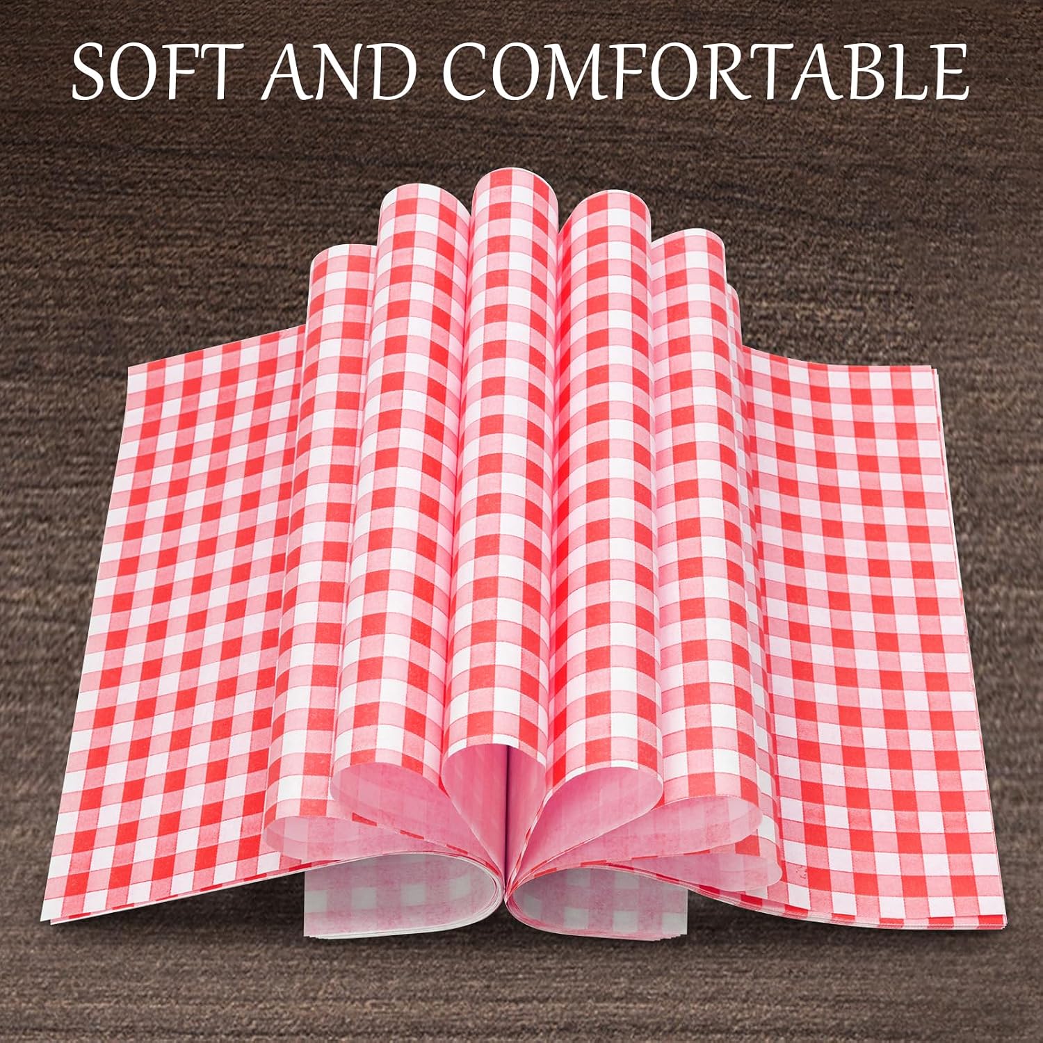 Zorfeter Waxed Deli Paper Sheets, 7 x 7 Inch, 100 Pack, Red