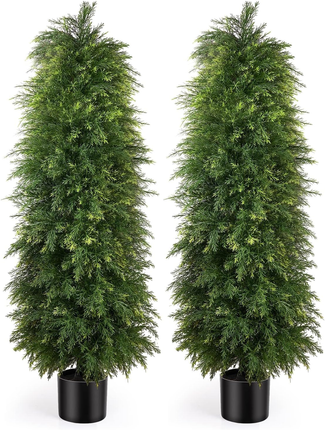 5ft Artificial Cedar Topiary Trees, Outdoor Artificial Plants for Front Porch Décor, Artificial Shrubs Fake Plants