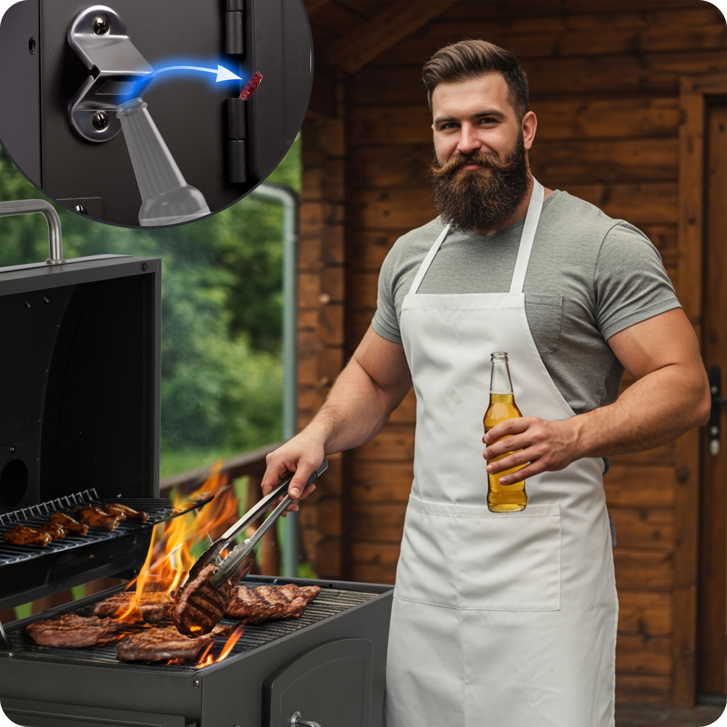 Berdsen grill na węgiel drzewny wózek z pokrywą termometr palenisko grilla 122 x 109,5 x 48 cm szary