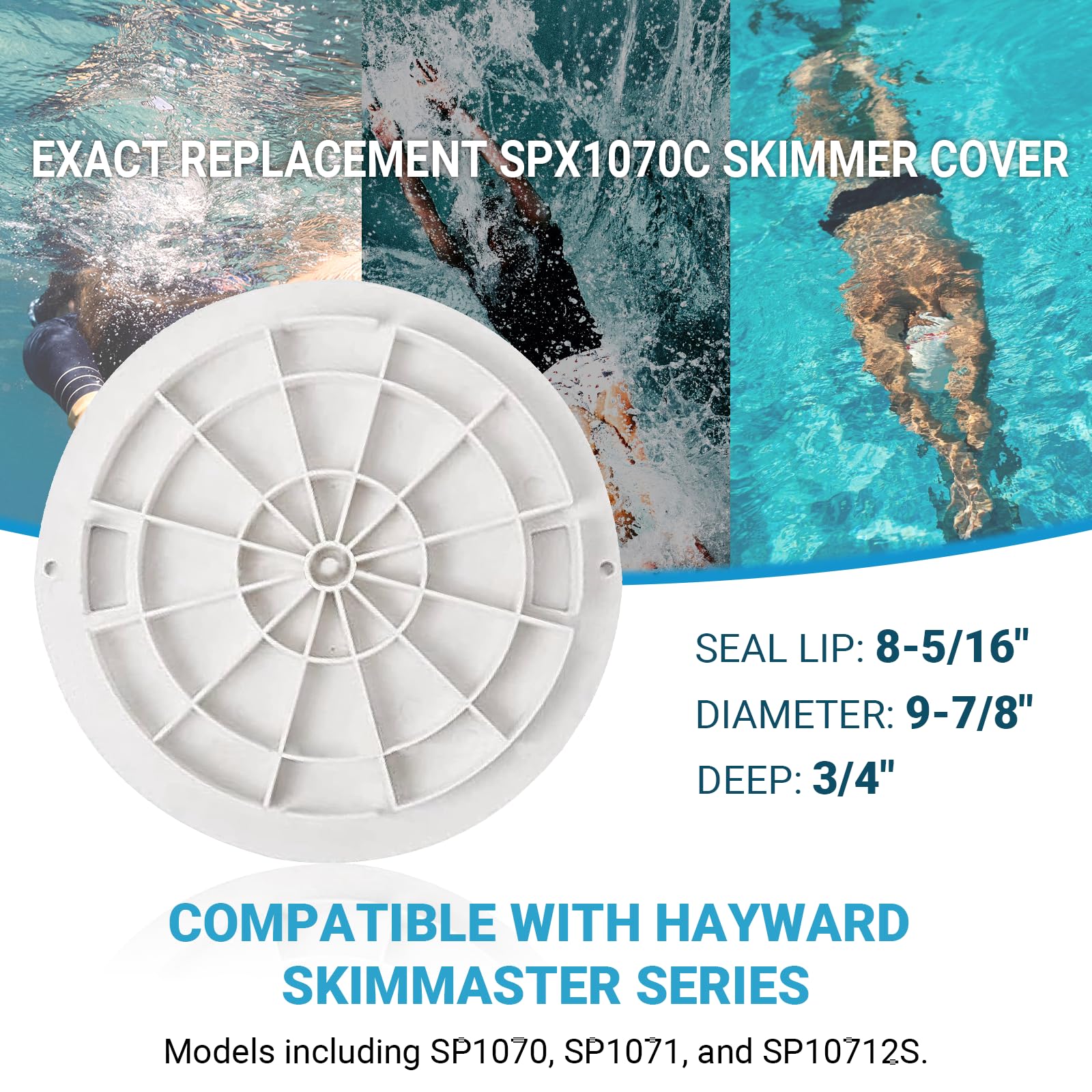 Genuine Hayward Skimmer Deck Lid Cover - Fits SP1075, SP1076, SPX1075C1, 8 3/4" Diameter For In-Ground Pools