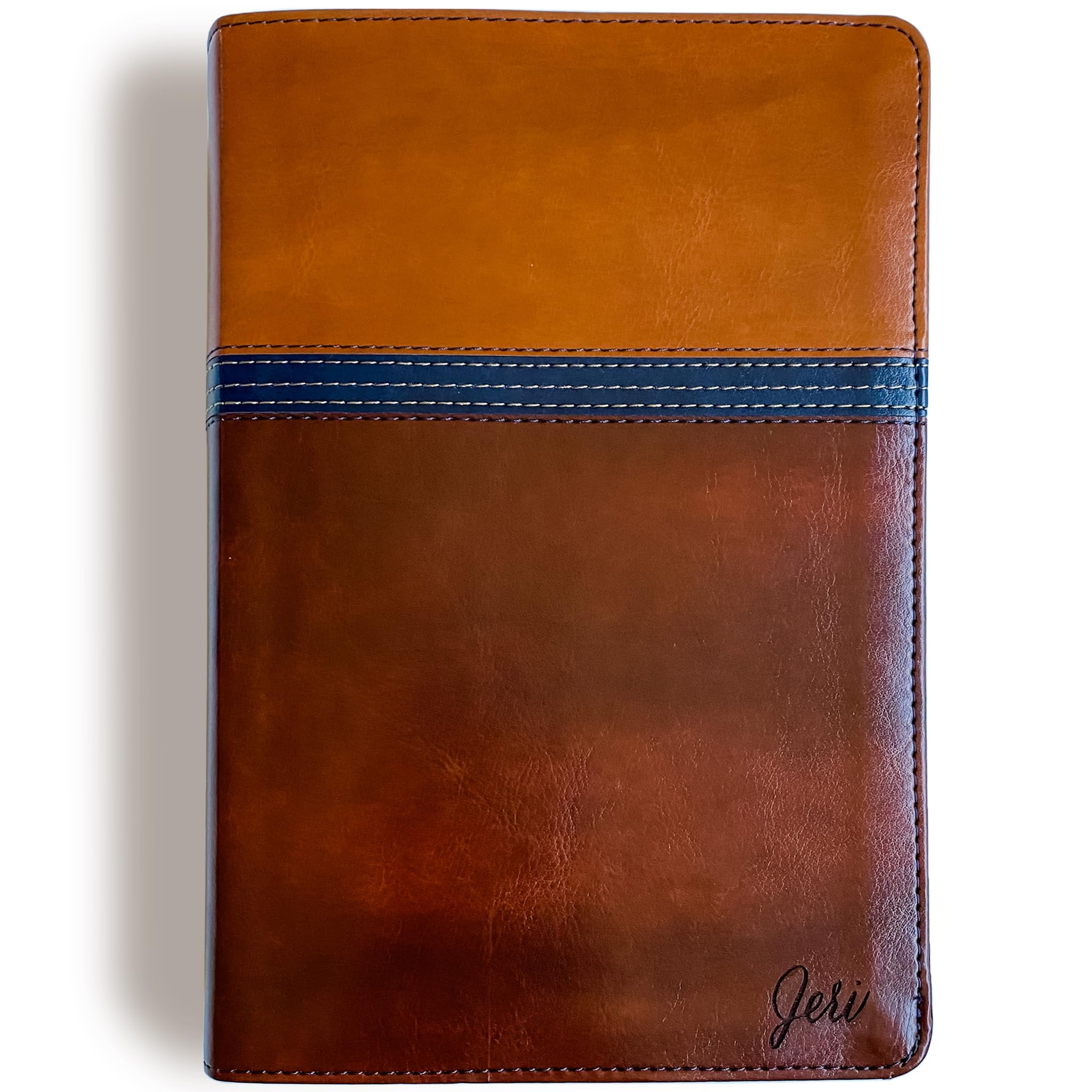 Personalized NIV Study Bible, Brown and Blue, Hand Illustrated & Laser Engraved, Custom Name Engraving Available, Personalized Gift for Birthday, Graduation, Baptism, Wedding or Anniversary
