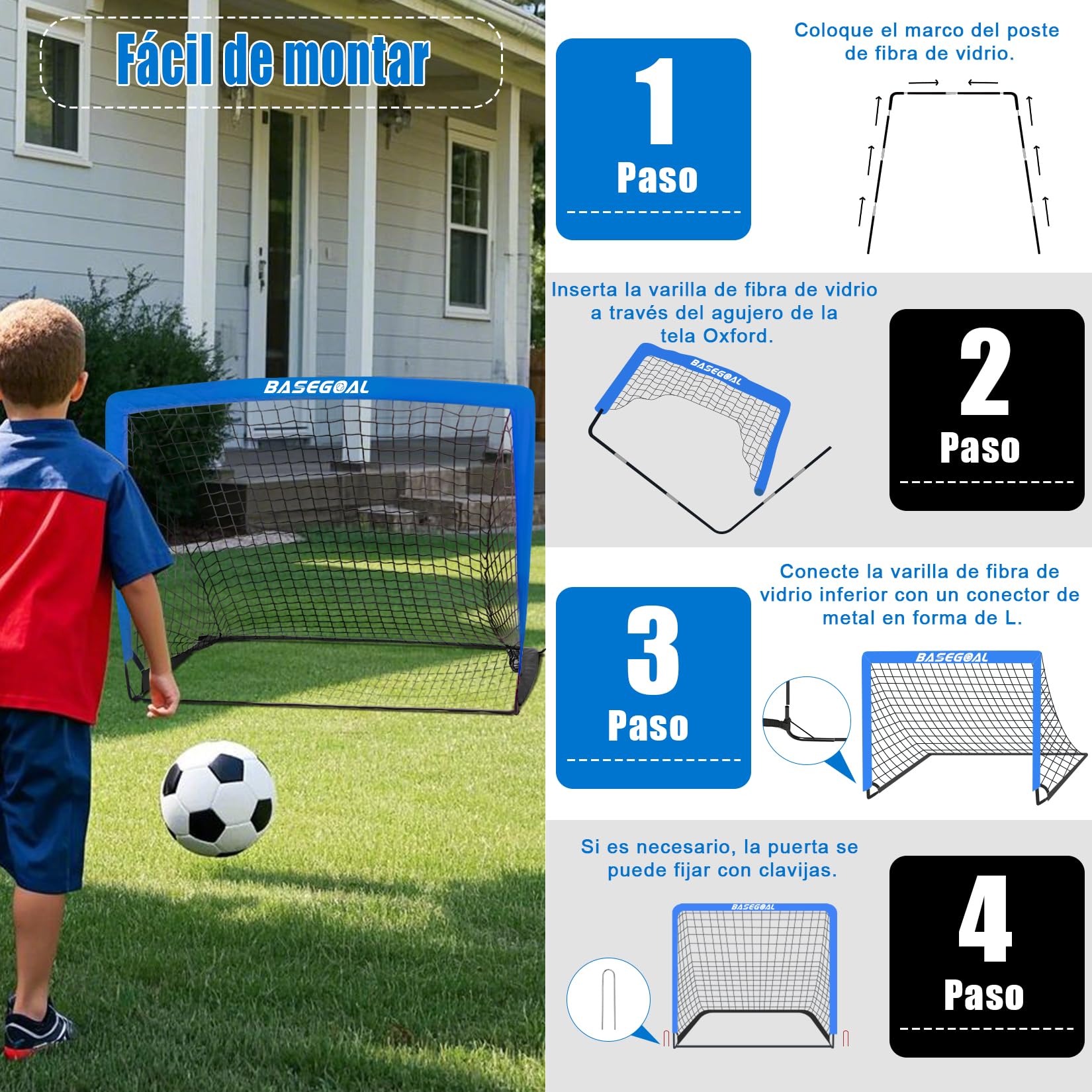 Porta da Calcio Pieghevole 120x90 cm per Bambini, Porte da Giardino con Borsa