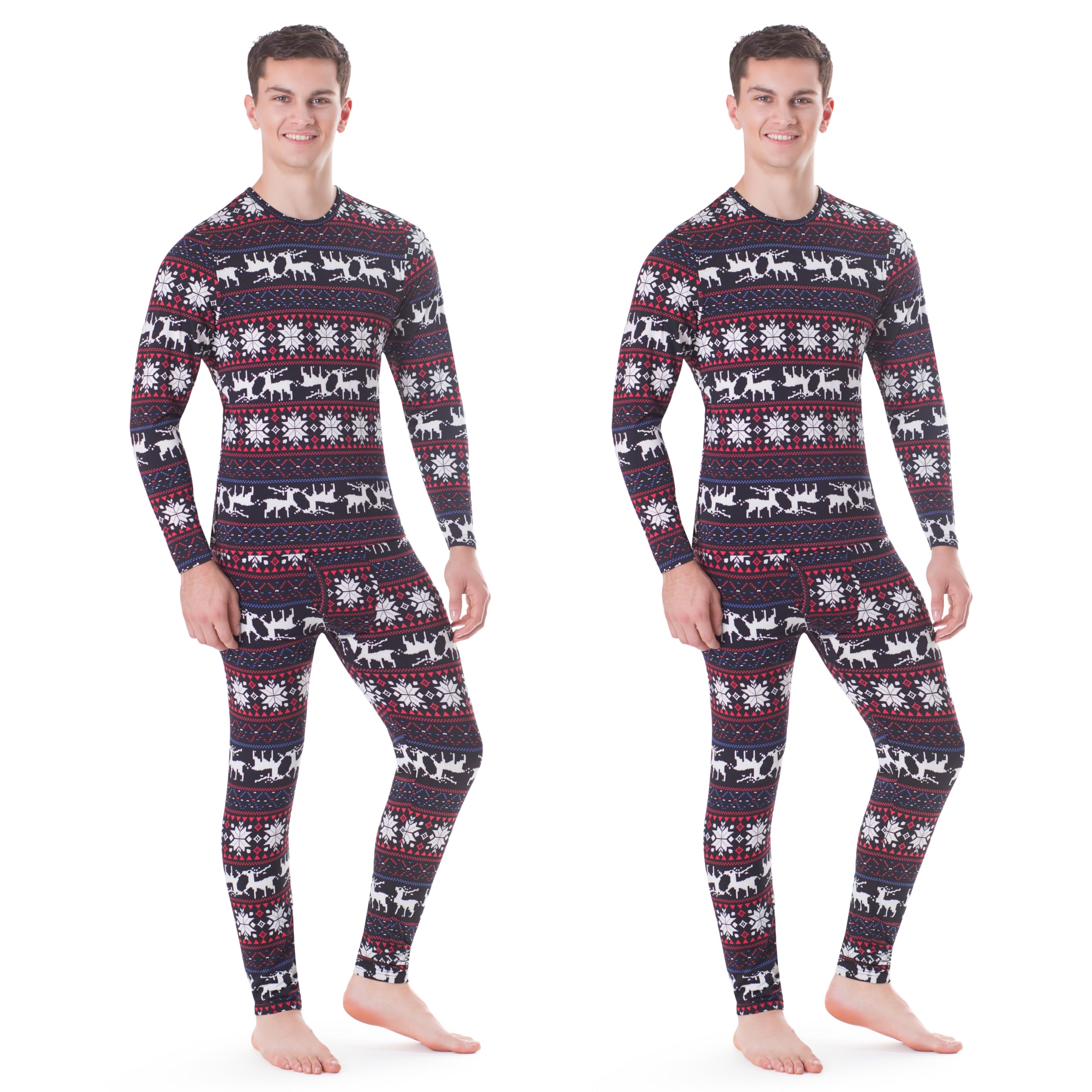 Rocky Thermal Underwear for Men, 2 Pack, Long Johns Fleece Lined Set, Shirt & Pants, Base Layer w/Leggings/Bottoms, Pack of 2