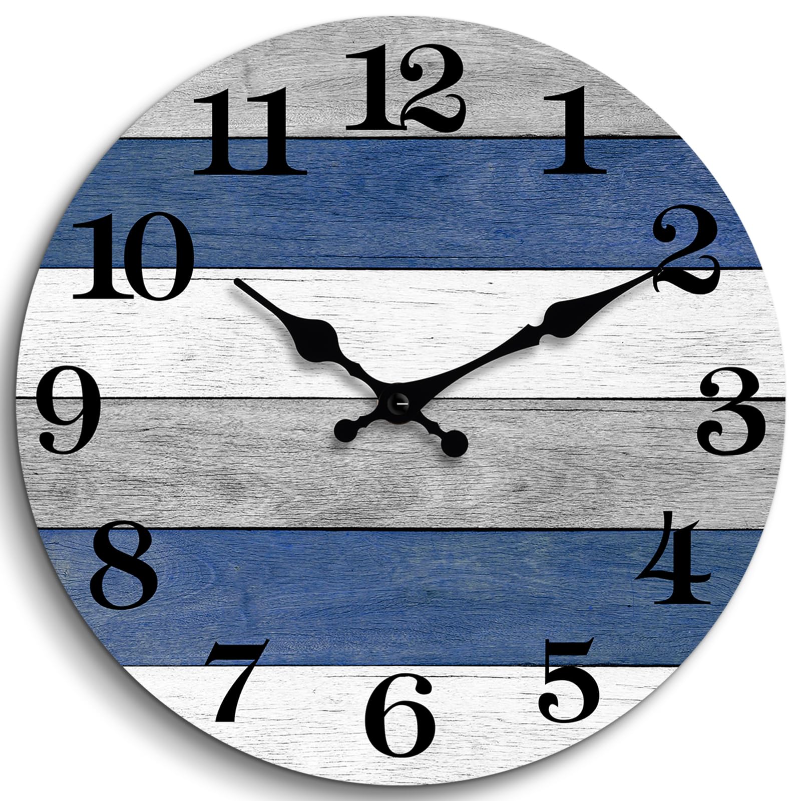 CHYLIN Silent Wall Clock, Battery Operated, Non-Ticking Vintage Retro Blue Decorative Wall Clock for Kitchen Bathroom Living Room Bedroom Office (10 inch) โ image 1
