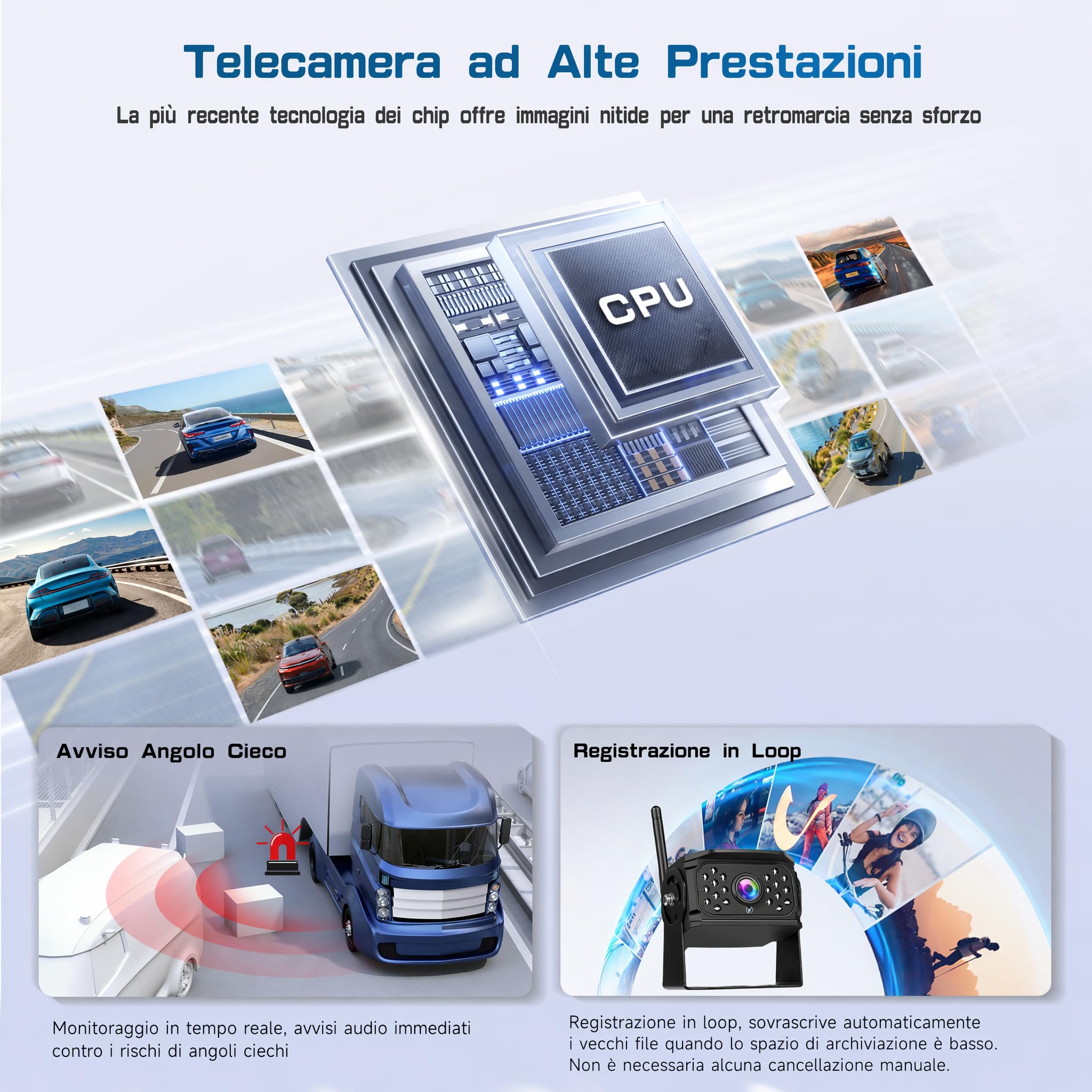 Hikity 12-36V DVR Monitor IPS 10,1'' con 4 Telecamera Retromarcia Wireless | Telecamera Posteriore per Camion Rimorchio Furgone Impermeabile IP68 Visione Notturna Linee Di Parcheggio Personalizzate BSW
