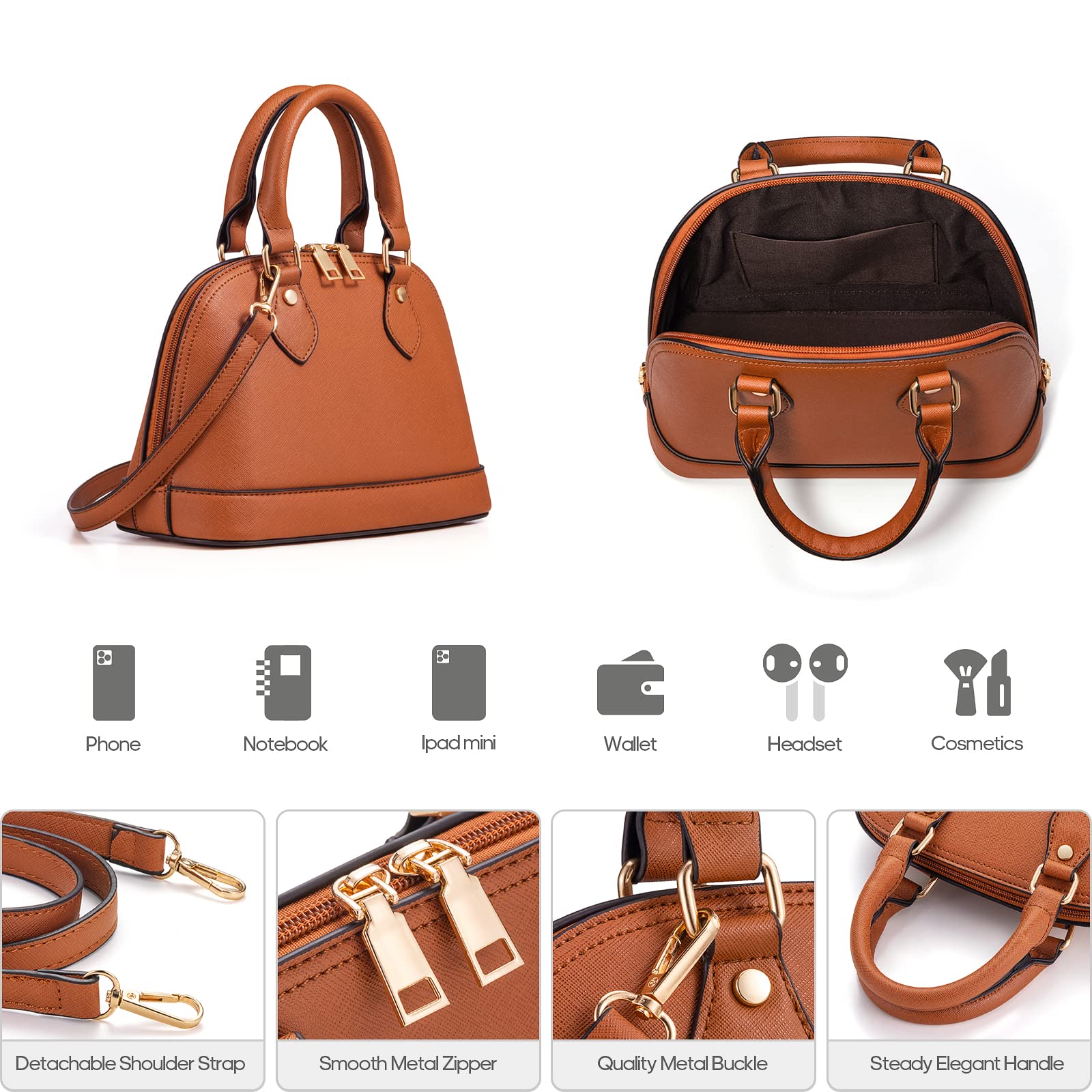 Bagsure Borsa a tracolla da donna, set da 4 pezzi, per ufficio, scuola, shopping, viaggio