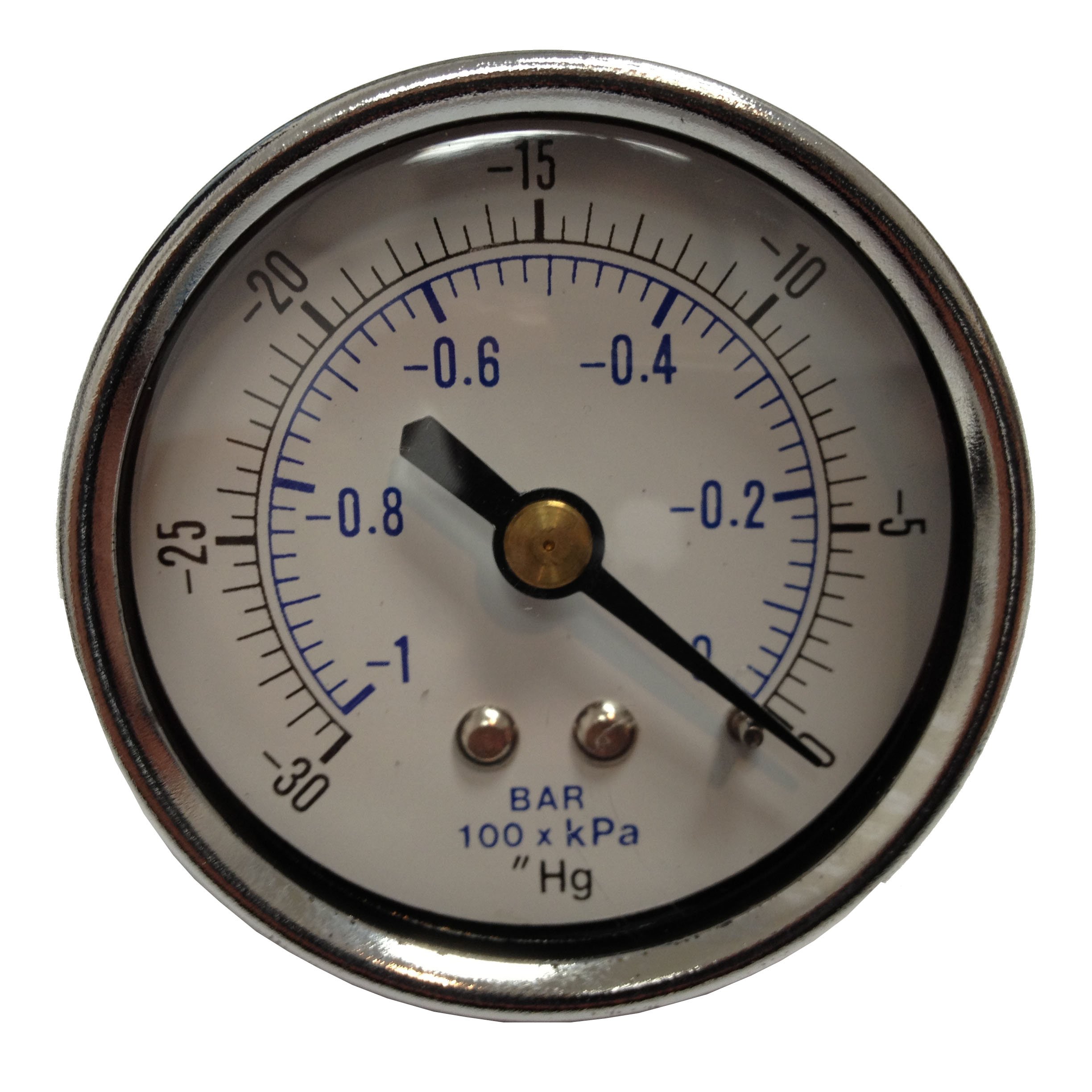 PneumaticPlus Vacuum Gauge for Air Compressor WOG Water Oil Gas 2" Dial Center Back Mount 1/4" NPT -30" to 0" Hg