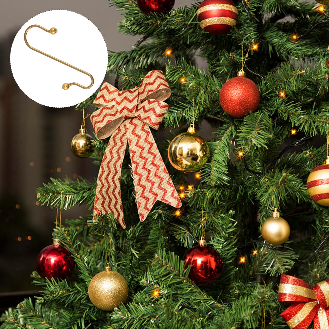 PRETYZOOM 40pcs Xmas Hanging Hooks Bead Design Metal Hangers for Christmas Ornaments Multi-Functional Hooks for Tree Decorations Floral Arrangements Material for Holiday Parties