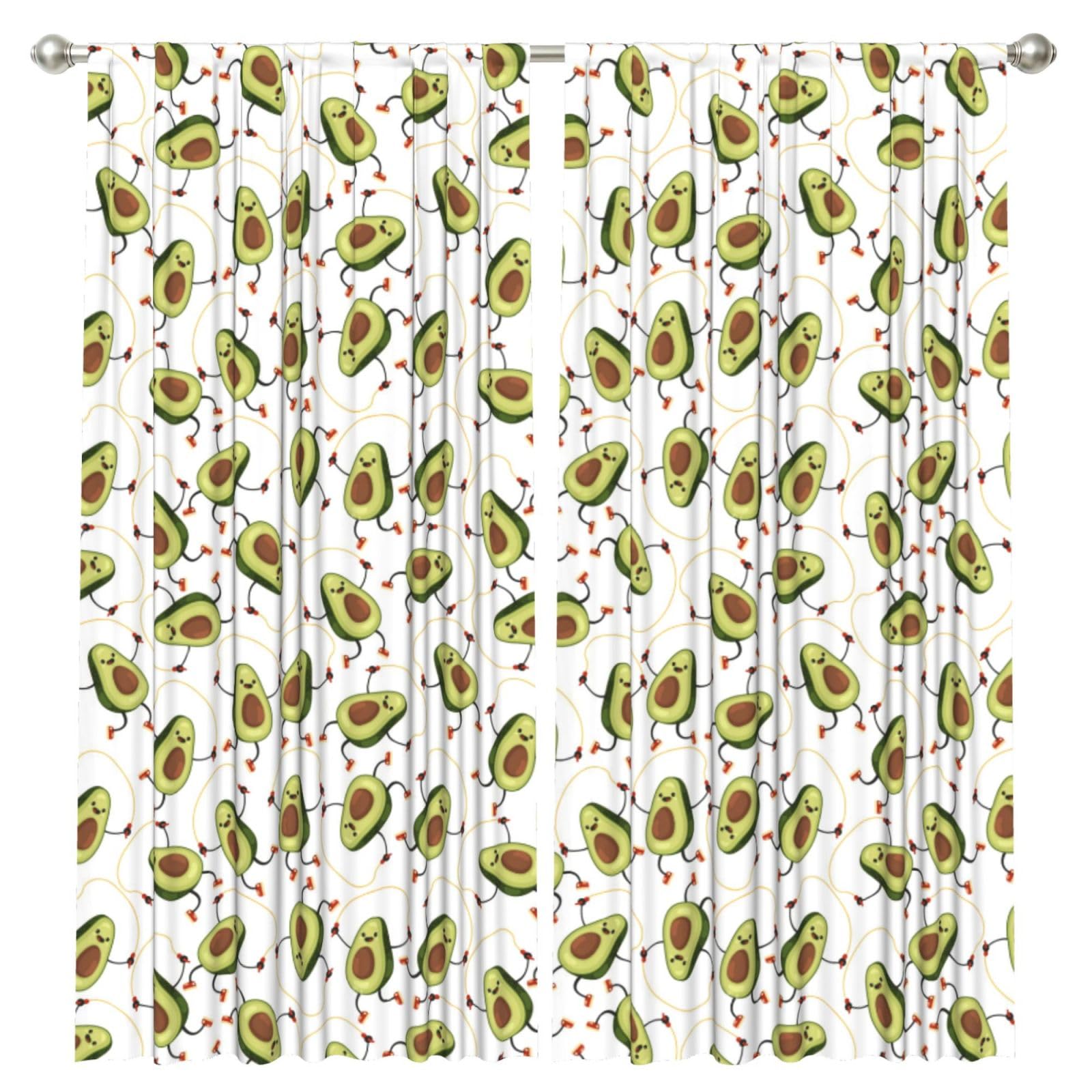 InOmak Cute Avocados, 2 Panels Window Curtains 52 x 84 Inch Blackout Curtains for Living Room Bedroom
