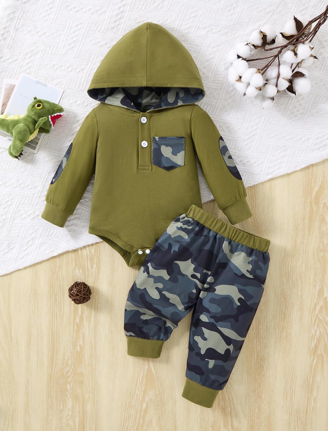 Baby Boy Clothes Long Sleeve Hoodie Romper and Plaid Pants Set Fall Winter Baby Boy Outfit 0–18 Months - Image 7