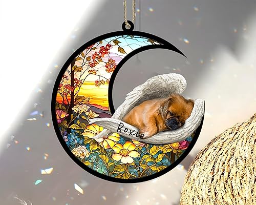 Miniatura 628 de Chow Chow Dog Memorial Suncatcher, adorno de Navidad Chow Chow con nombre, atrapador de pérdida de mascotas, regalos para los amantes de los perros