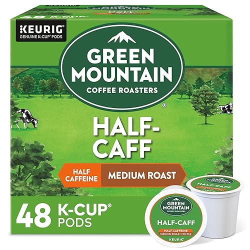 Green Mountain Coffee Half-Caff, Cápsulas Keurig K-Cup de una sola porción, café tostado medio, 48 unidades (2 cajas de 24 cápsulas) disponible en Yaxa Guatemala