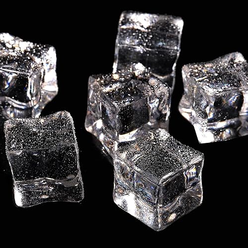 Miniatura 3 de Hacaroa Paquete de 150 cubos de hielo falsos transparentes, 0.8 pulgadas, piedras de hielo decorativas de acrílico, piedras de jarrón de cristales