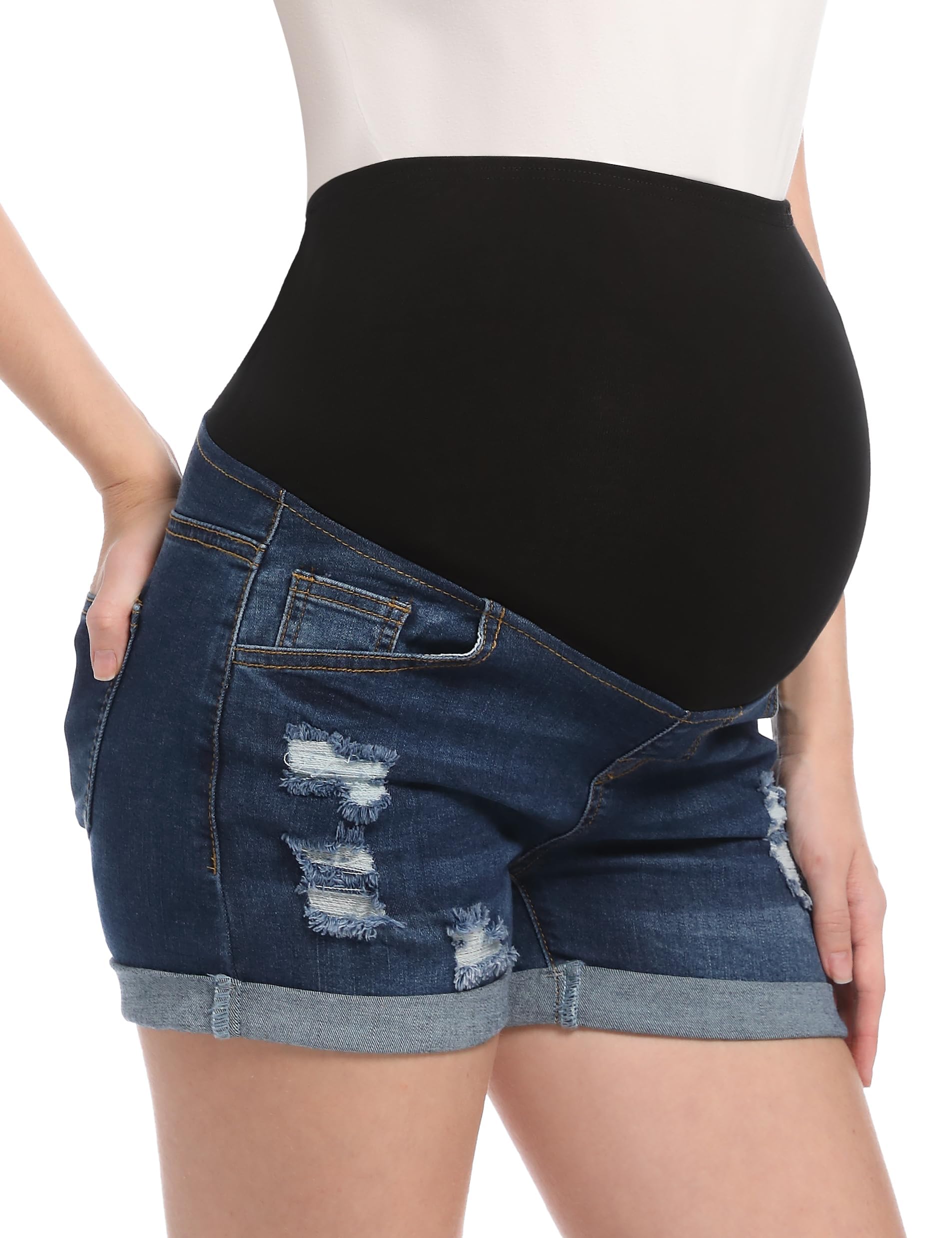 Pantalones Vaqueros Cortos De Maternidad Pantalones Cortos De Verano Elástica Jeans Shorts por Embarazadas
