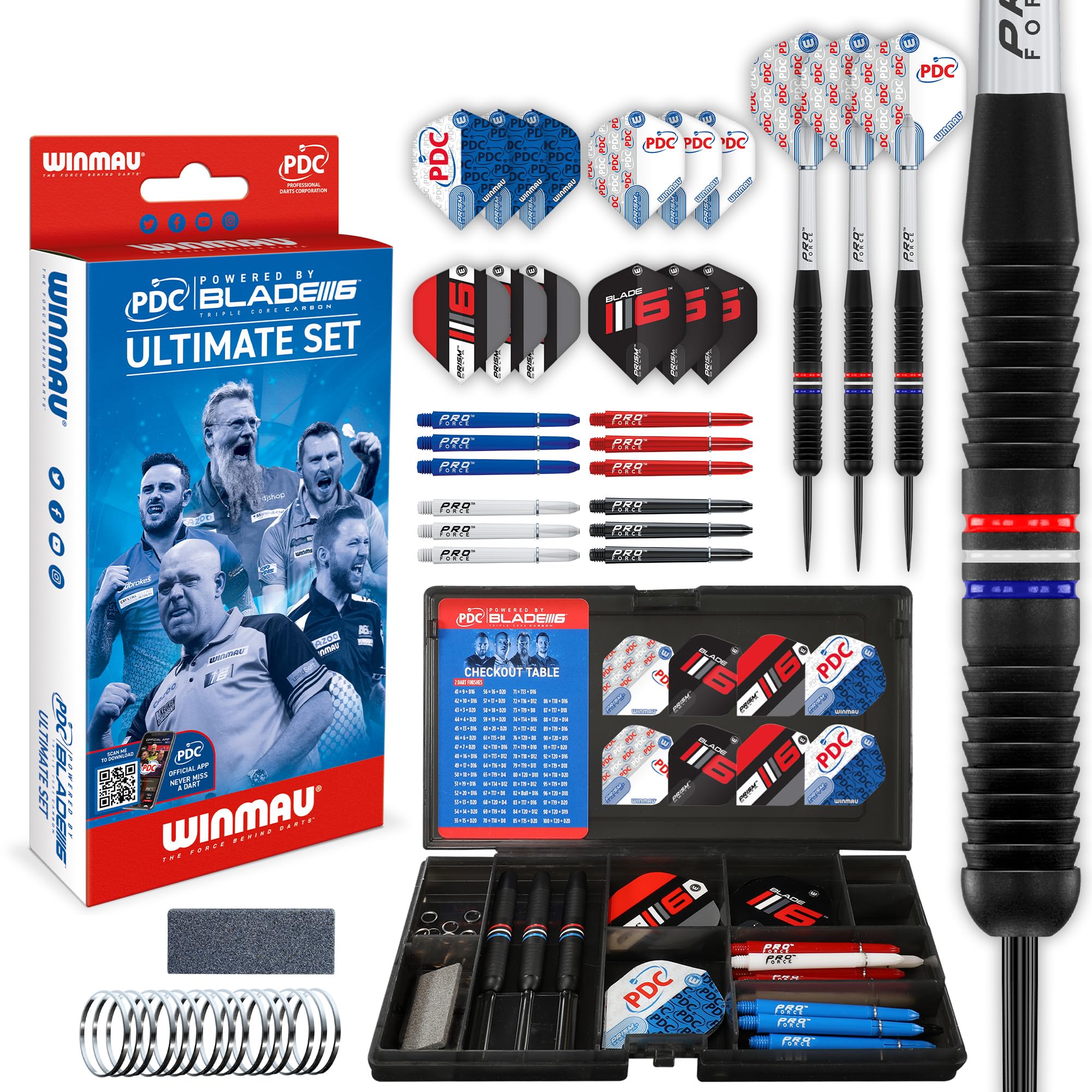 Set de Fléchettes Professionnelles WINMAU PDC Ultimate - 22 g avec Accessoires