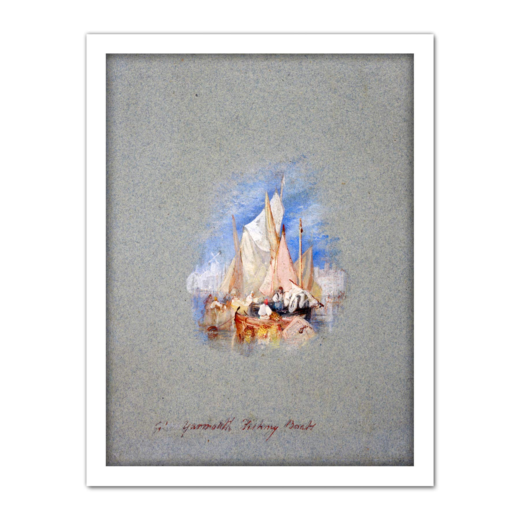 Artery8 Turner Great Yarmouth Fishing Boats 1827 Painting Artwork Framed Wall Art Print 18X24 Inch