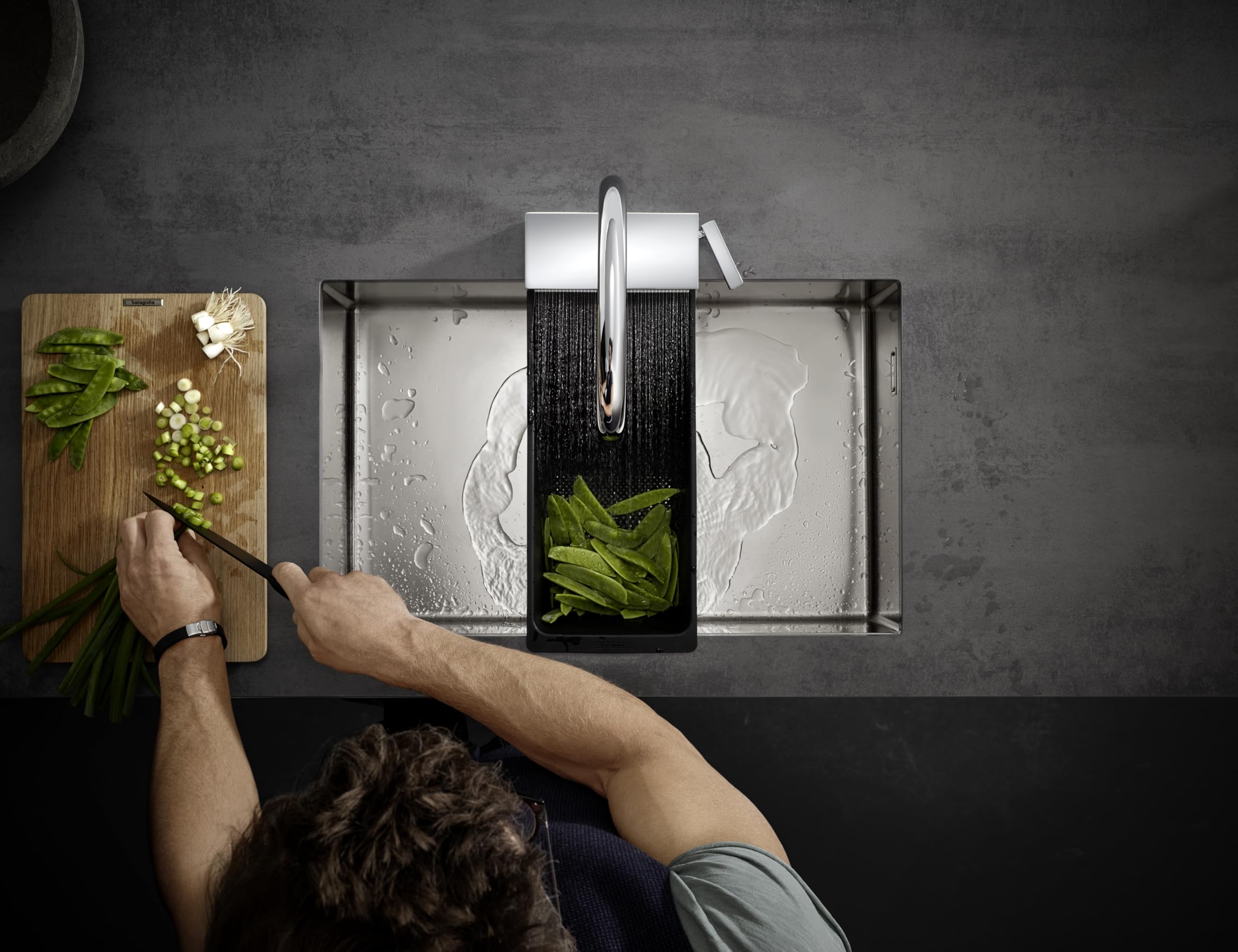 hansgrohe Aquno Select M81 - bateria kuchenna z wyciąganą wylewką, 3 strumieniowa, kran kuchenny z wysokością wylewki 170 mm, armatura kuchenna z obrotową wylewką, chrom, 73837000
