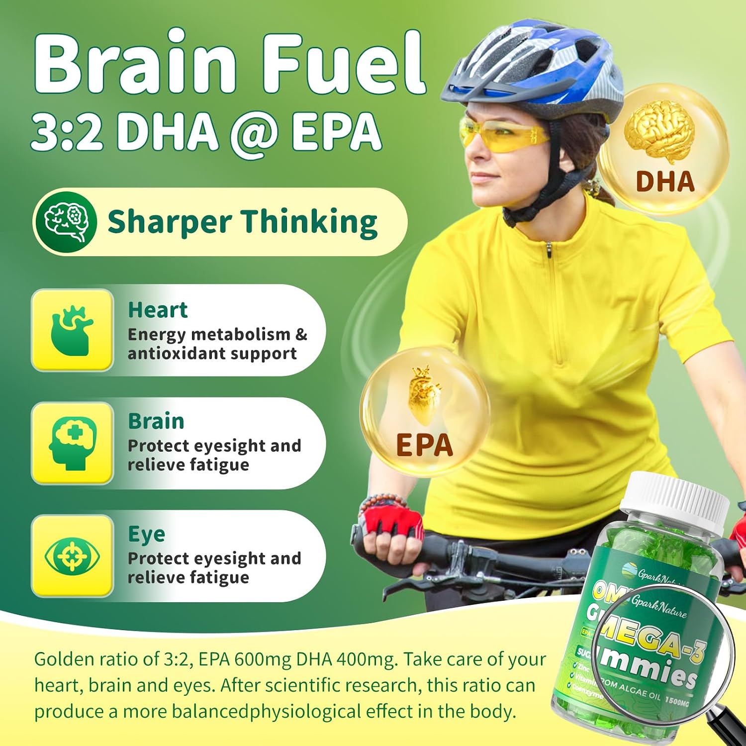 Omega 3 Fatty Acid Supplements for Woman,Vegen Omega-3 Supplement Gummies 1500Mg from Algae 0il(DHA 600mg & EPA 300mg), Turmeric Gummy for Adults, Vitamins D3, E, Zinc & MSM, Sugar Free