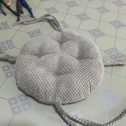 Miniatura 6 de Cojín de asiento redondo personalizado, almohadillas antideslizantes para silla con lazos, cojín de silla de 2.3 pulgadas de grosor, cojín de silla