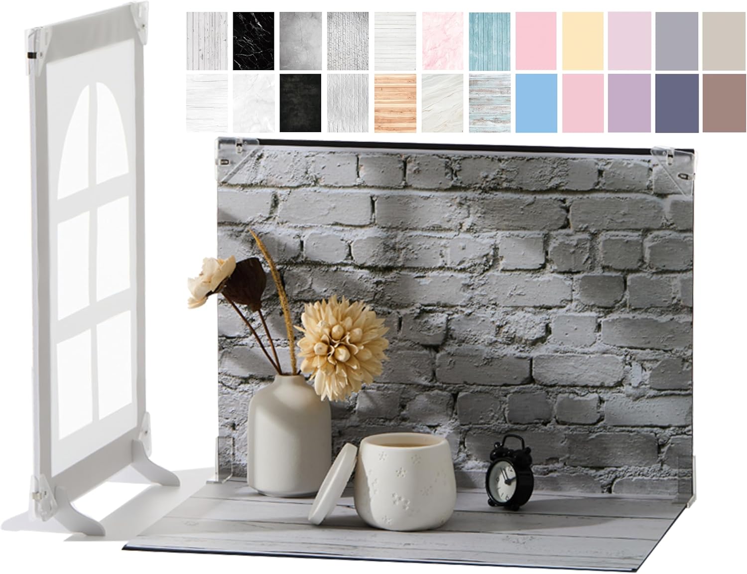 Product Photography Backdrop Kit with 7 Shadow Boards, Tabletop Photo Backdrop Board, 12 Double-Sided Background Papers, Food Photography Backdrops for Jewelry, Cosmetics, Skincare & Small Products