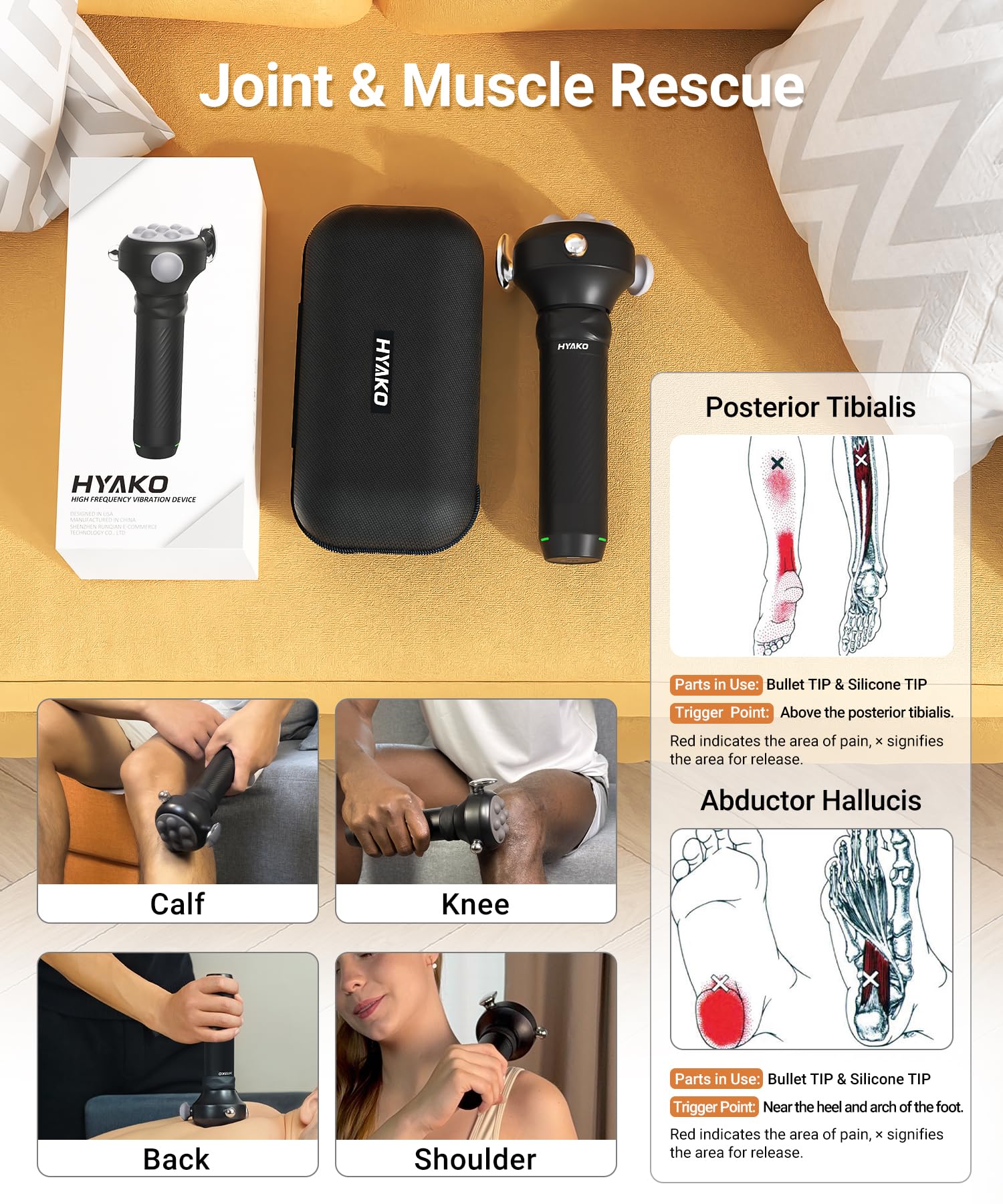 HYAKO Pro Max Professionelle Massagepistole - 3,5mm Amplitude Tiefengewebe-Massagegerät, Vibrations-Therapie für Sportler zur Ganzkörper-Erholung, Geschenk(Grau)