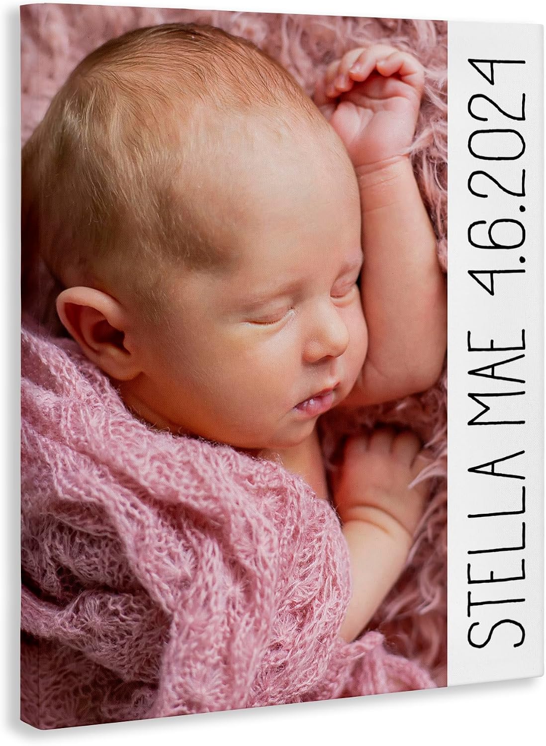 Stupell Industries Newborn Personalized Canvas Wall Art – Custom Baby Print Made in USA – Nursery Keepsake Gift