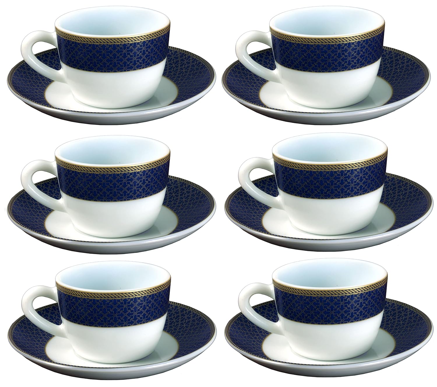Cello Oplaware Solitaire Sapphire Cup and Saucer Set, 130 ml, 12 Pcs