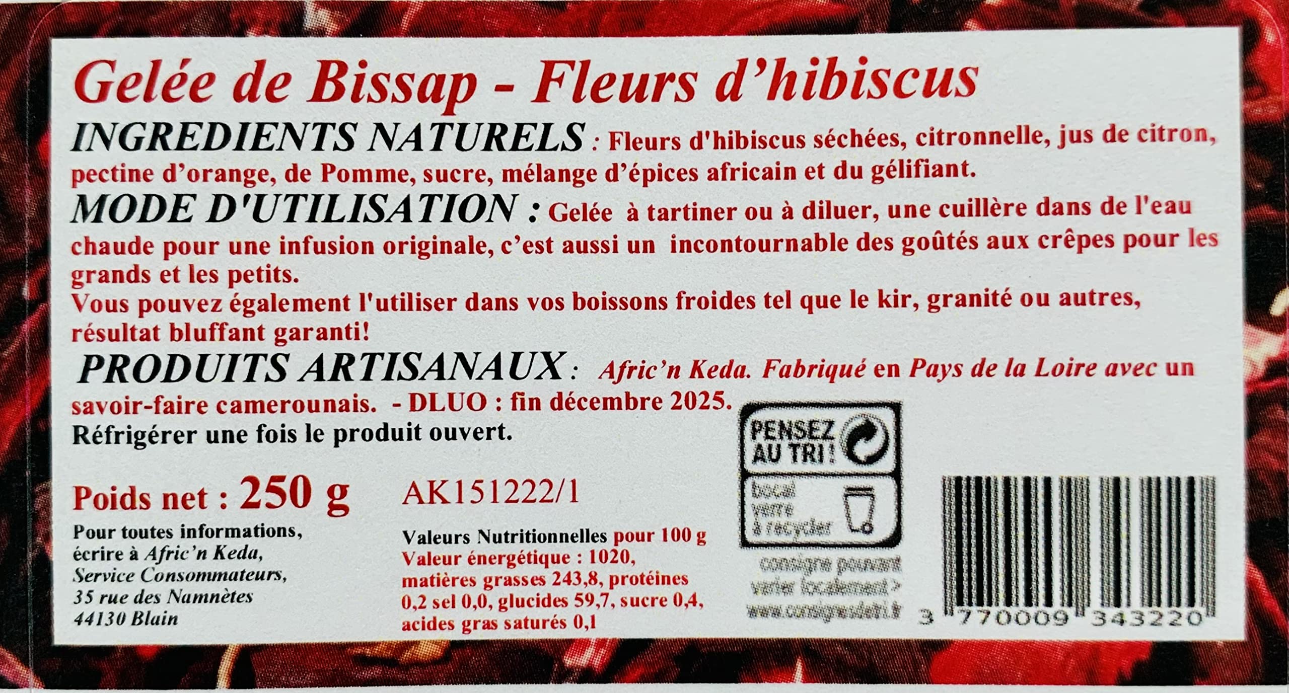 Gelée de Bissap - Fleurs d'Hibiscus