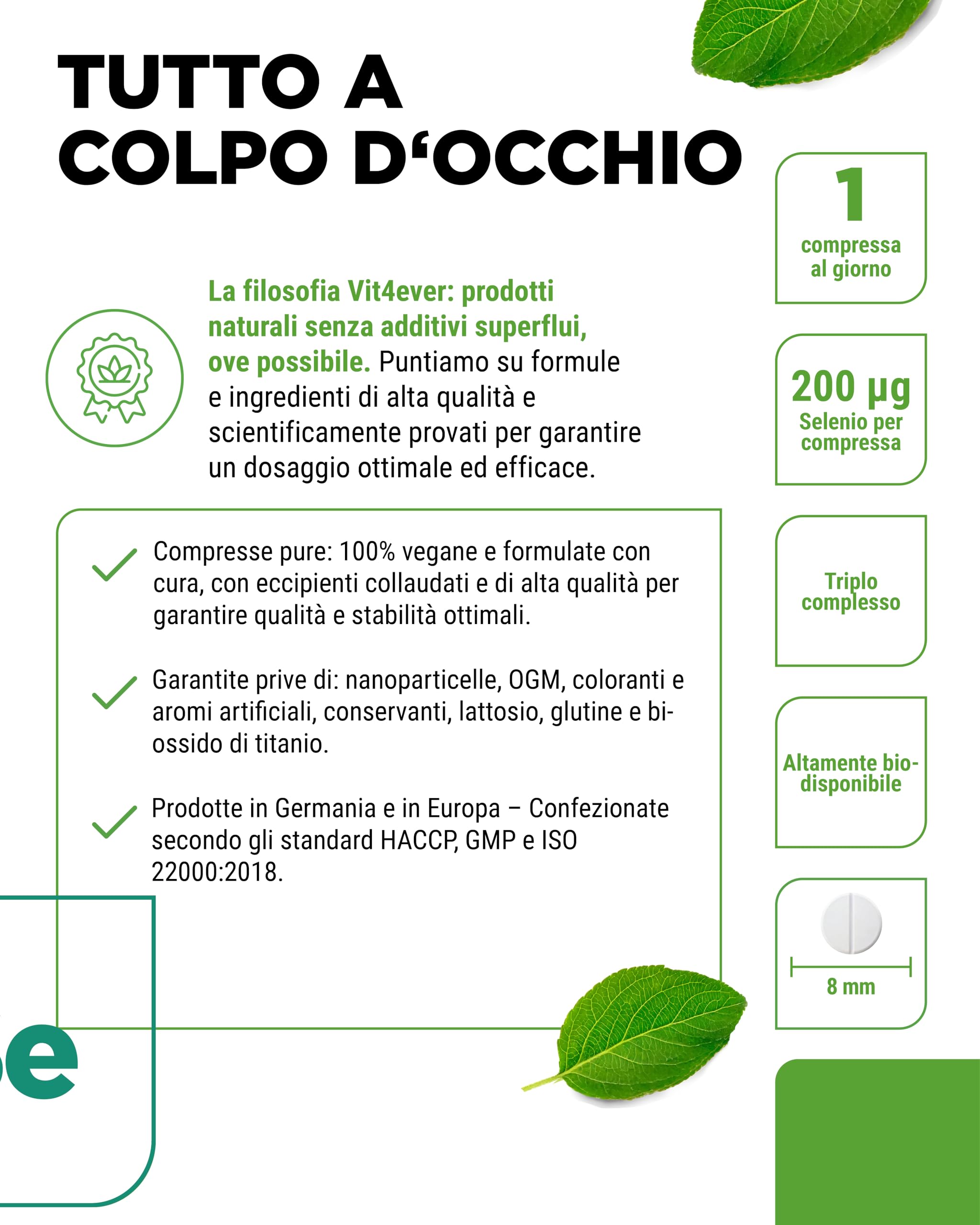 Selenio 3-fold complex - 365 compresse da 200 µg ciascuna - Premium: Selenite di sodio, L-selenometionina, lievito di selenio - Vegan - Altamente dosato