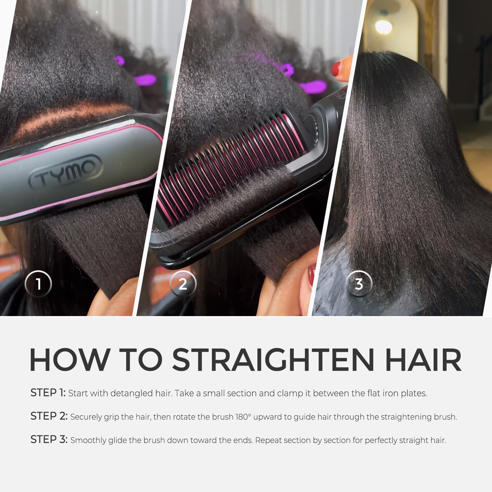 TYMO FLIPRO 5-in-1 Hair Straightener Brush with 200M Ions