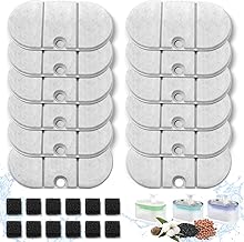 12 Packs Cat Fountain Filters for Petlibro Capsule 71 FL oz/2.1 L Drinking Fountain for Cat PLWF002, 12 Replacement Filters with Resin and Activated Carbon and 12 Pre-Filter Sponges for Water