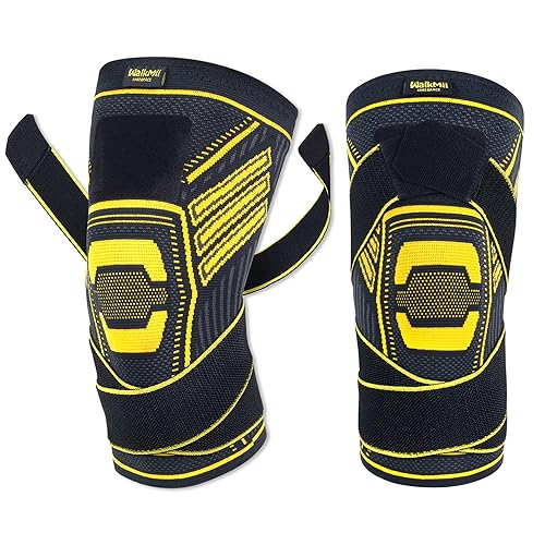 Rodillera de cobre para mujeres y hombres (1 par), manga de compresión de rodilla con correas para dolor de rodilla, desgarro de menisco, artritis,