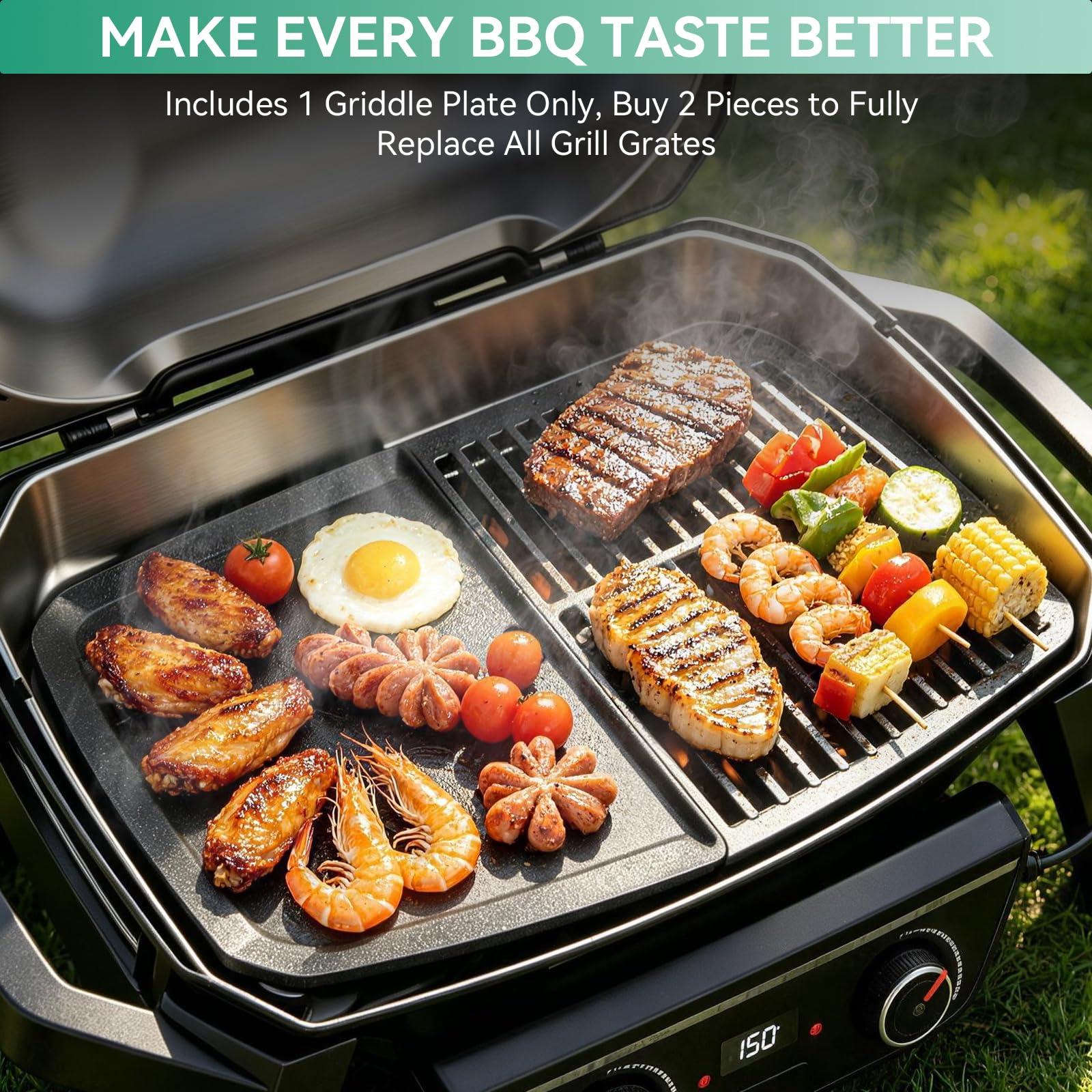 Piastra in ghisa massiccia da 38,6 x 24 cm, per barbecue elettrico Weber Pulse 2000