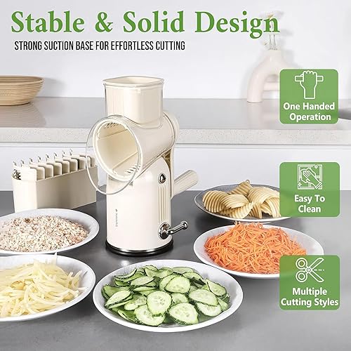 Miniatura 4 de Rallador rotativo de queso con asa, accesorios de cocina, rebanador de pepino, rallador de ensalada de verduras, rallador de verduras - rallador de