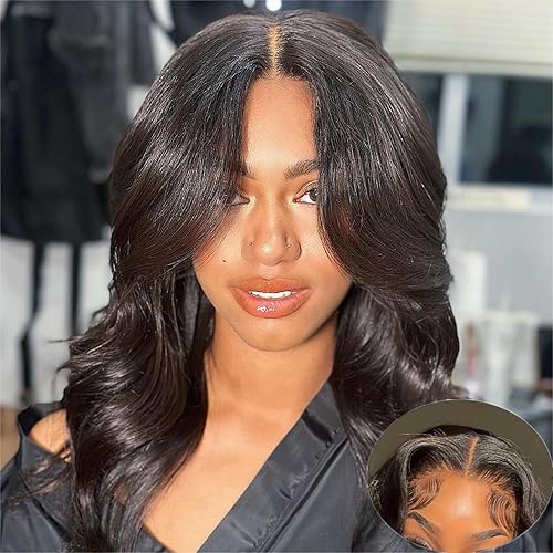 Umeiw Pelucas de cabello humano con encaje frontal 360 para mujeres negras pelucas de cabello humano ondulado con encaje frontal completo 360 línea