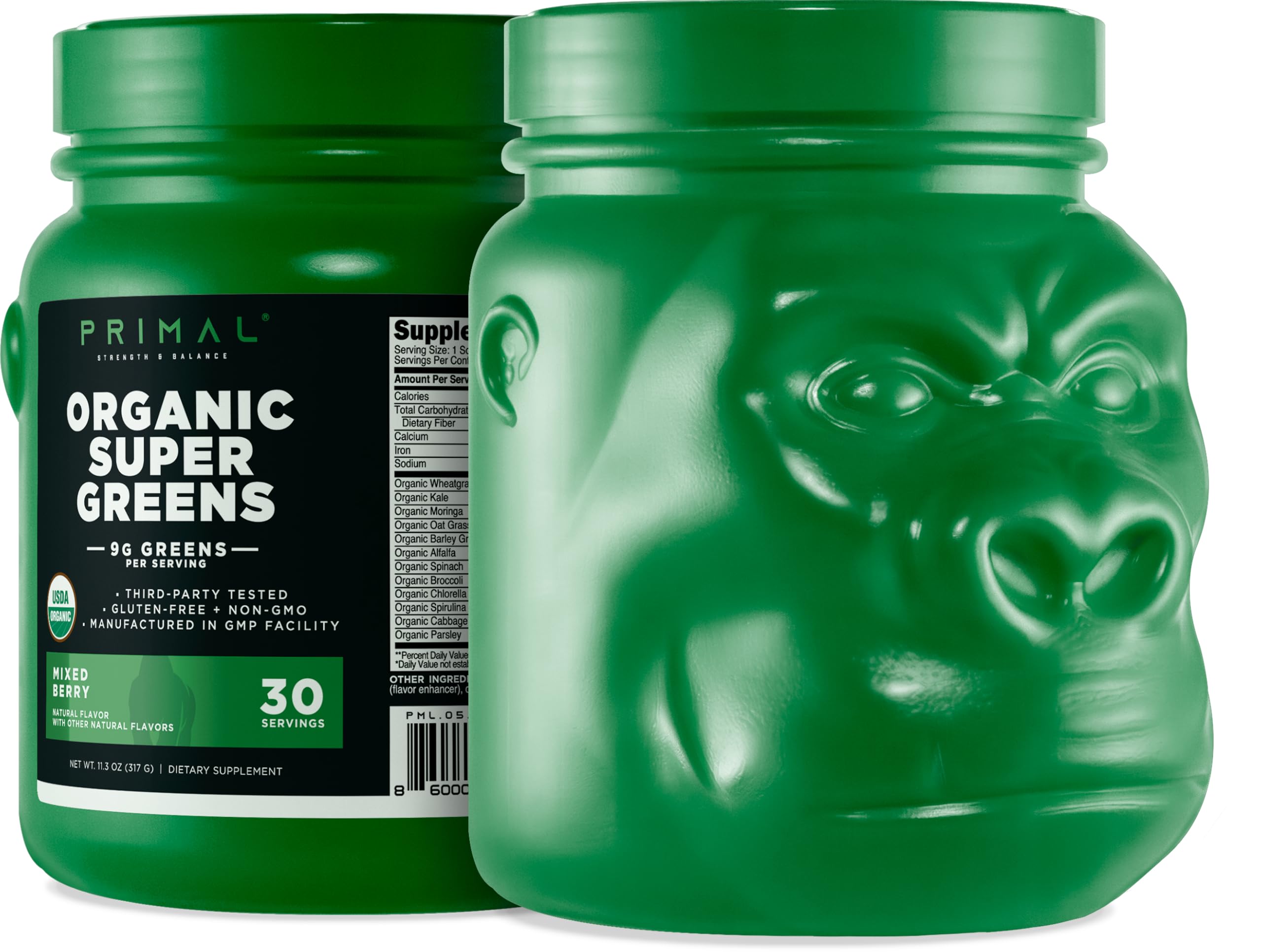 Organic Super Greens (30 Servings) (Mixed Berry Flavor) - Gluten Free + Non-GMO