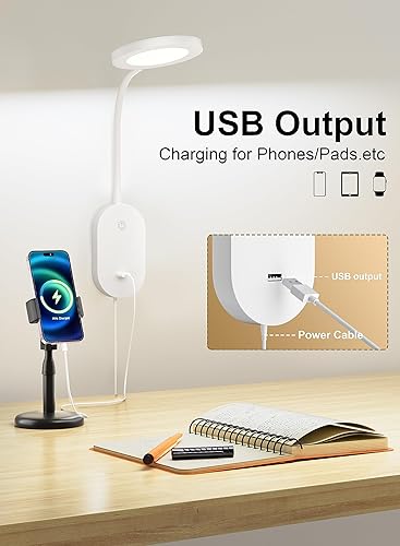 Miniatura 2 de Luz de lectura montada en la pared, luces de libro con salida USB, lámparas de lectura para cabecera de cama en 4 horas apagado automático, lámpara