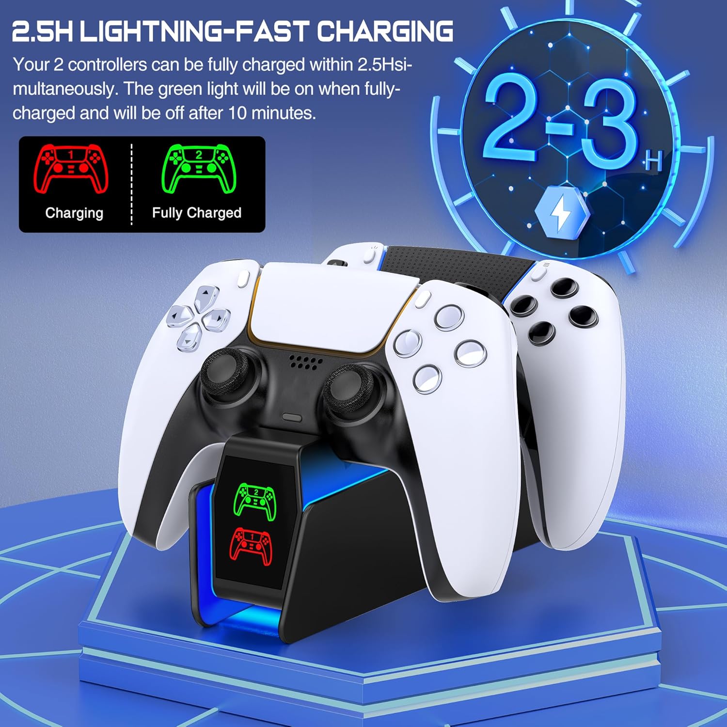 HELLCOOL PS5 Controller Charger, PS5 Charging Station for Playstation 5 Controller, PS5 Charger Dock for Dualsense Wireless/Edge Controller, PS5 Docking Station with 2-3 Fast Charging/Cool RGB Light 4 81COlJazEgL. AC SL1500