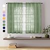 Aiyufeng Green Sheer Curtains 45 Inch Length for Bedroom Living Room, Lightweight & Breathable Textured Jacquard Fabric Semi Sheer Curtain Panels, Each 28Wx45L Inch, 2 Panels Set