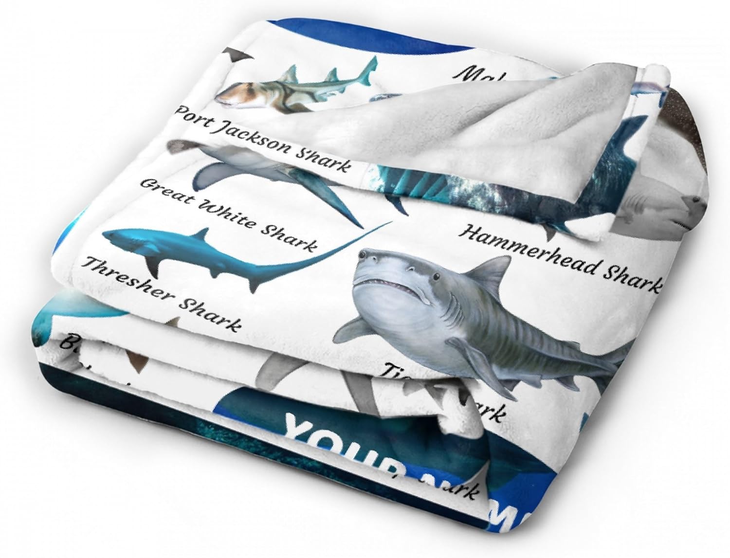 Shark Custom Name Blanket-Personalized Baby Blanket for Girls Boys Shark Lovers Shark Gift for Infant Newborn Kid Soft Flannel Blanket 40"x50"