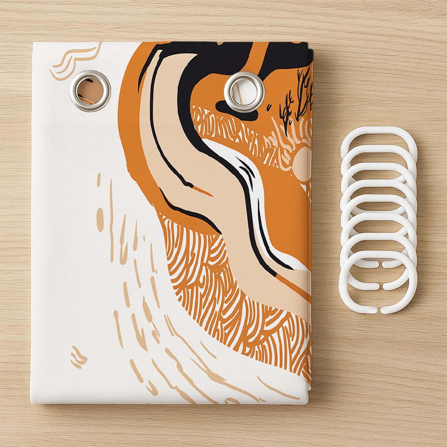 Generico Fantasia Tenda Da Doccia Astratto Animale Leopardo Bianco Marrone, Tenda Da Doccia Per Bagno, Vasca Da Bagno, Tenda In Poliestere Impermeabile Con Ganci In Plastica, 180 x 200 cm