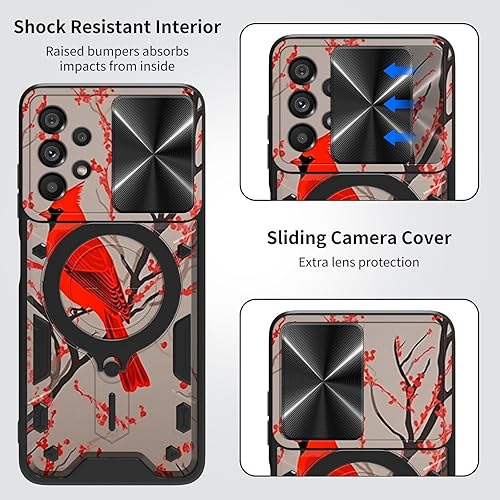 Miniatura 4 de Funda para Samsung Galaxy A54 5G con cubierta deslizante para lente de cámara y anillo giratorio de 360 grados, soporte híbrido de doble capa