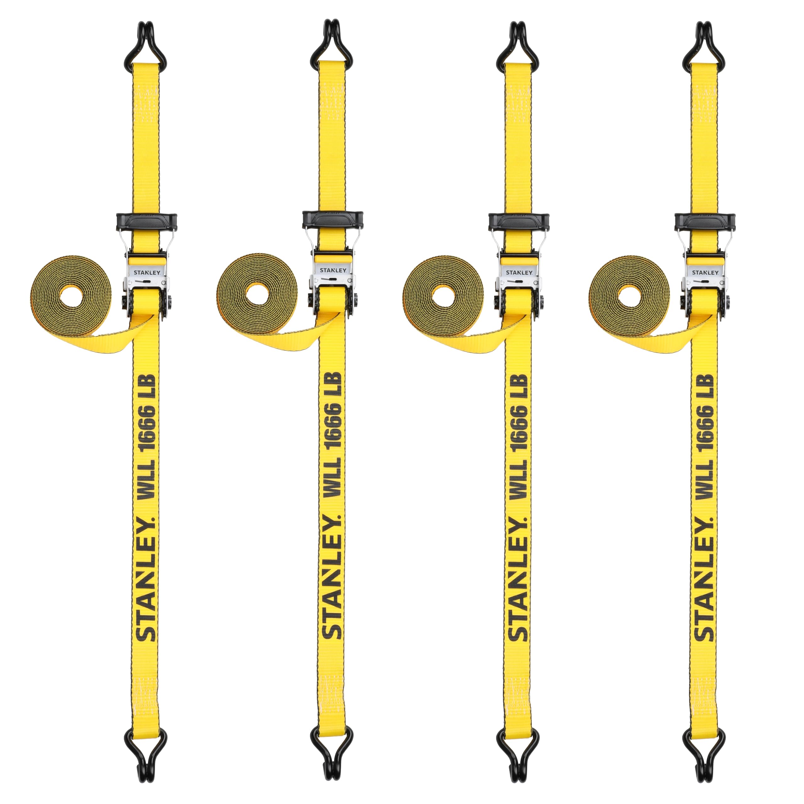 STANLEY S50002-2 - Correas de trinquete Resistentes de 1.5 Pulgadas x 16 pies (Resistencia a la Rotura de 5 Libras), Paquete de 4